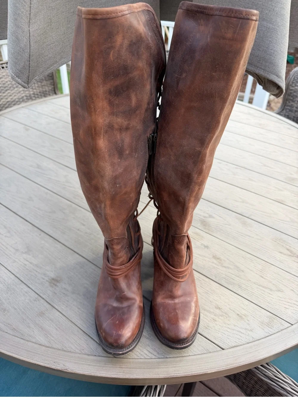 Freebird by Steven Over-the-Knee Leather Boots in Distressed Brown